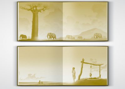 Ilustraciones para proyecto editorial "Hojas de Baobab"